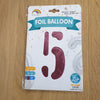 Pink Number 5 Balloon - 42" foil Balloon - uninflated