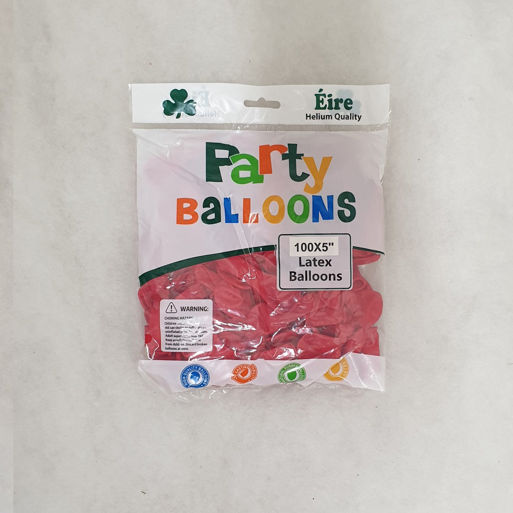 Red Balloons - E52 bag of 100 x 5" Eire Pastel Red Balloons