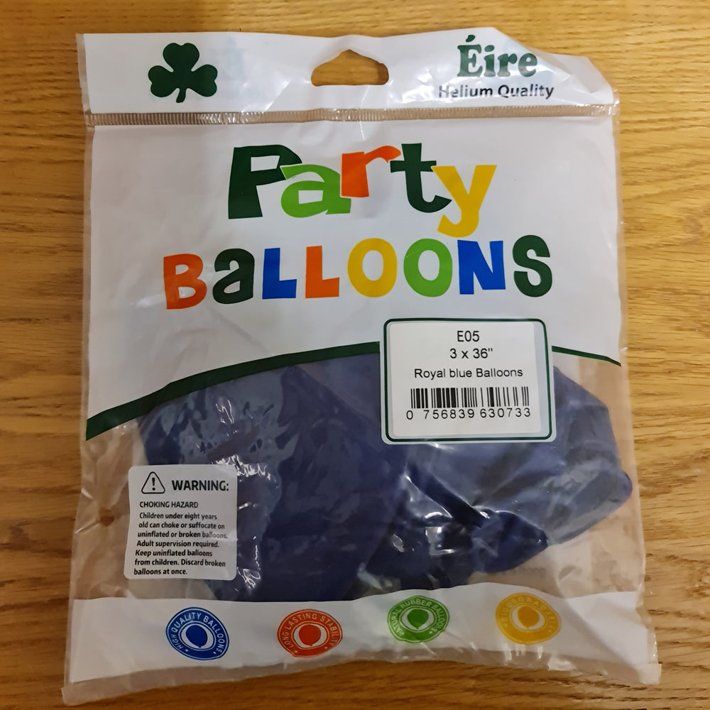 Blue Balloons - E05 bag of 3 Eire Pastel blue Balloons