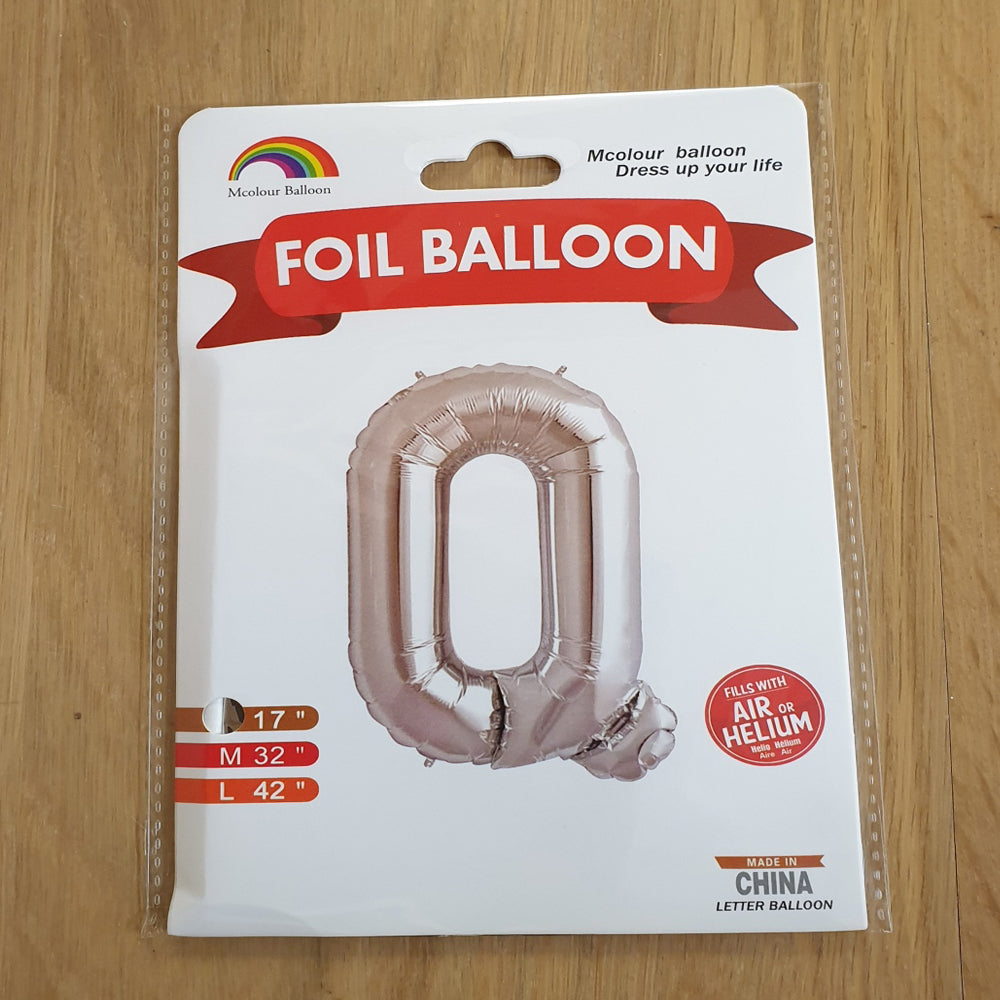 Silver Letter Q Balloon - 17" foil Balloon - uninflated