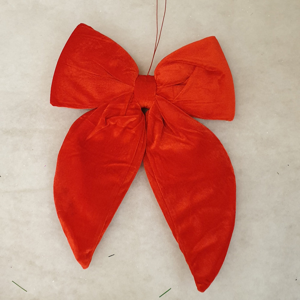 Small Velvet Bow - Red - Xmas Tree Decoration - 25cm x 20cm