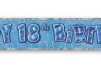 Birthday Glitz Strip Banner - Blue 18th Birthday