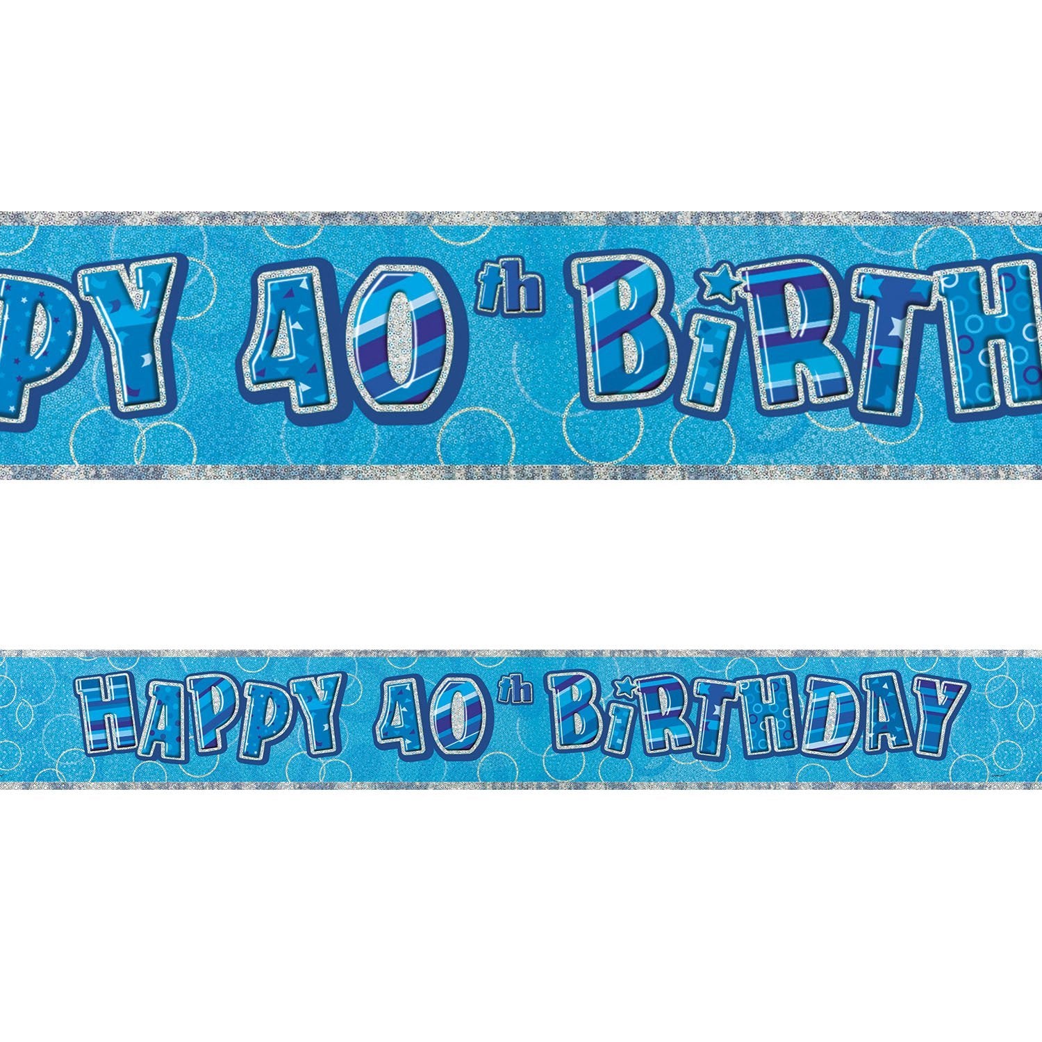 Birthday Glitz Strip Banner - Blue 40th Birthday