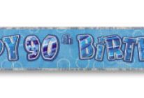Birthday Glitz Strip Banner - Blue 90th Birthday