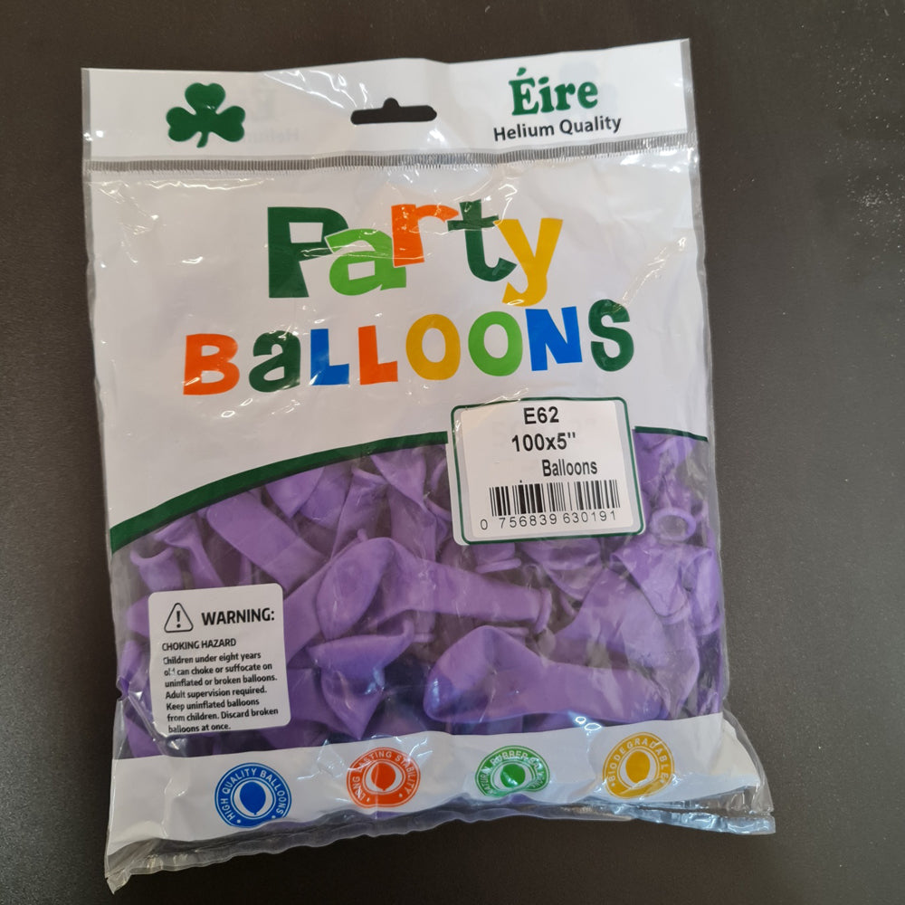 Purple Balloons - E62 Bag of 100 x 5" Eire pastel Lavender Balloons