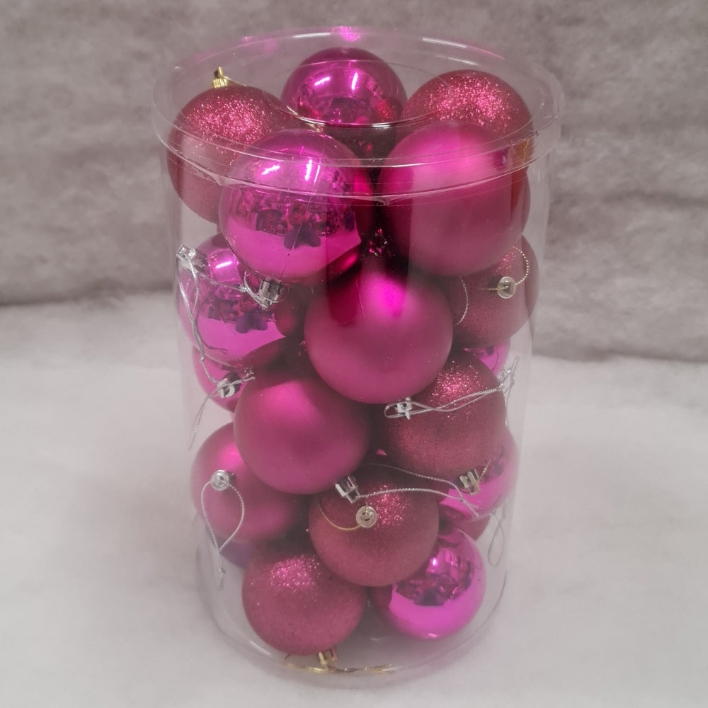 Tube of 7cm Pink Christmas Baubles