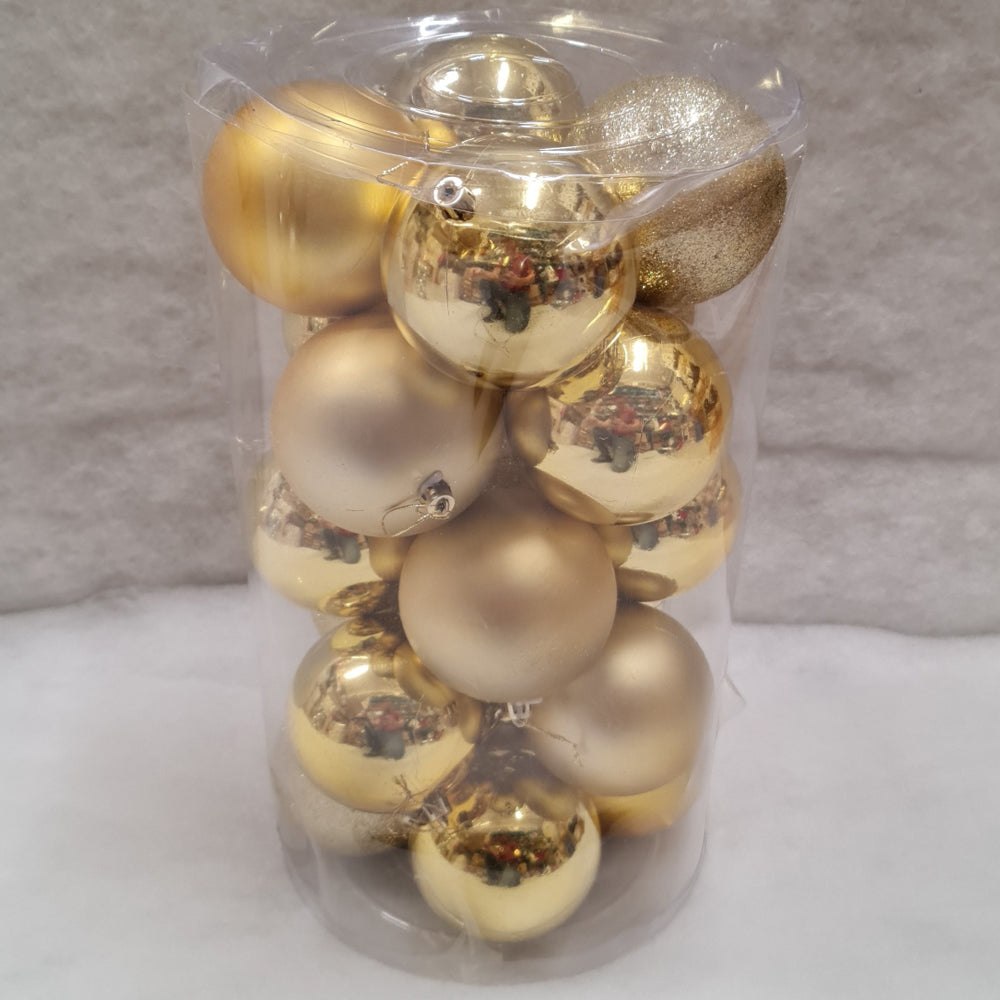 Tube of 10cm Gold Christmas Baubles