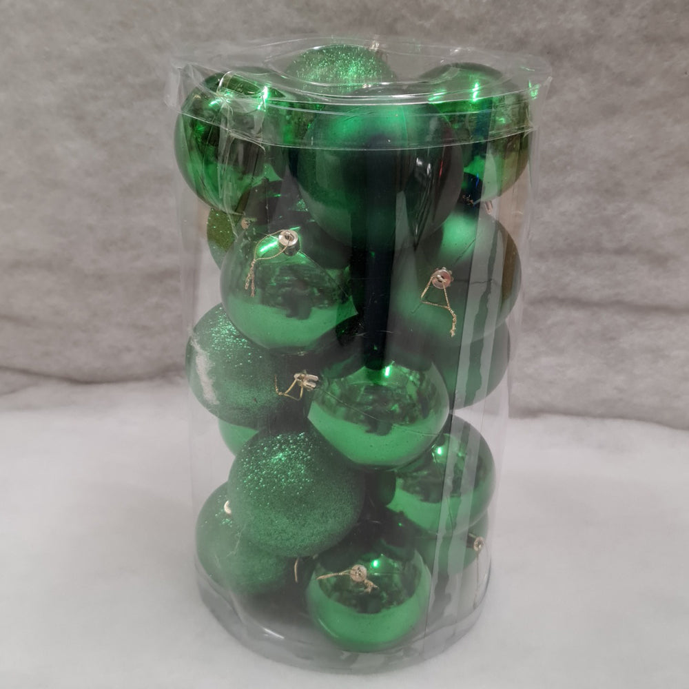 Tube of 10cm Green Christmas Baubles