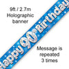 Birthday Prism Strip Banner - Blue 90th Birthday
