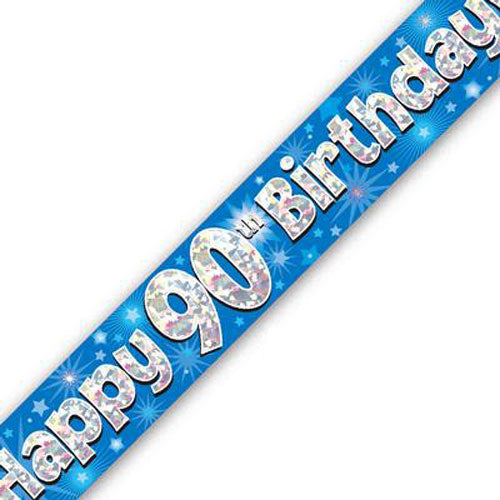 Birthday Prism Strip Banner - Blue 90th Birthday