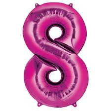 Pink Number 8 Balloon - 42" foil Balloon - uninflated