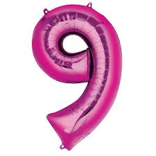 Pink Number 9 Balloon - 42" foil Balloon - uninflated