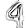 Silver Number 4 Balloon - 42" foil Balloon - uninflated