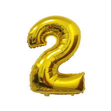 Gold Number 2 Balloon - 42" foil Balloon - uninflated