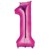Pink Number 1 Balloon - 42" foil Balloon - uninflated