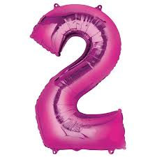 Pink Number 2 Balloon - 42" foil Balloon - uninflated