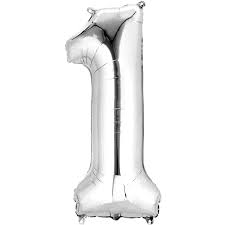 Silver Number 1 Balloon - 42" foil Balloon - uninflated