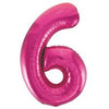 Pink Number 6 Balloon - 42" foil Balloon - uninflated