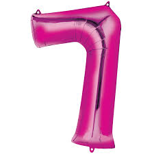 Pink Number 7 Balloon - 42" foil Balloon - uninflated