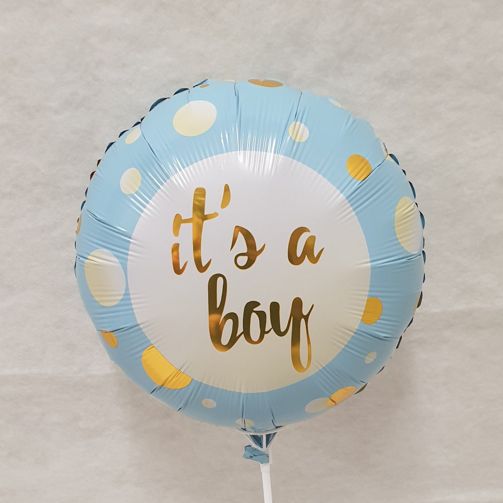 It's a boy - gold text - supplied uninflated