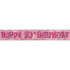 Birthday Glitz Strip Banner - Pink 70th Birthday