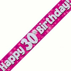Birthday Prism Strip Banner - Pink 30th Birthday