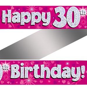 Birthday Prism Strip Banner - Pink 30th Birthday