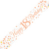 Birthday Sparkling Fizz Strip Banner - Rose Gold 18th Birthday