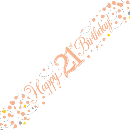 Birthday Sparkling Fizz Strip Banner - Rose Gold 21st Birthday