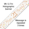 Birthday Sparkling Fizz Strip Banner - Rose Gold 21st Birthday