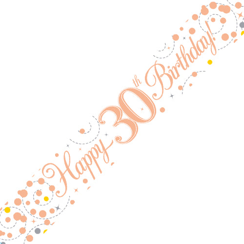Birthday Sparkling Fizz Strip Banner - Rose Gold 30th Birthday