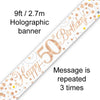 Birthday Sparkling Fizz Strip Banner - Rose Gold 50th Birthday