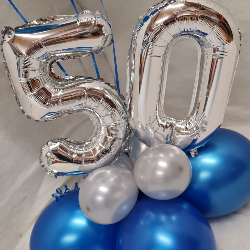 Birthday Bouquet With Mini Numerals - 6 Balloons - On Balloon Cluster