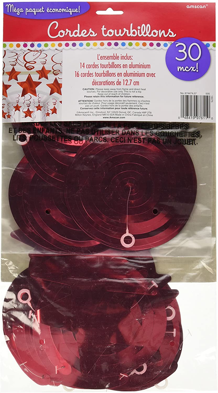 Swirl Decorations - Red (30pk)