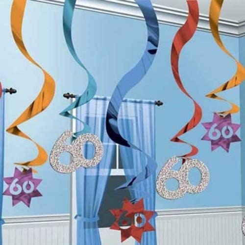 Swirl Decorations - 60th Multicoloured